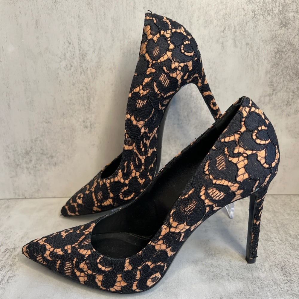 Michael Kors Collection: Interlaced Black & Nude Pumps.